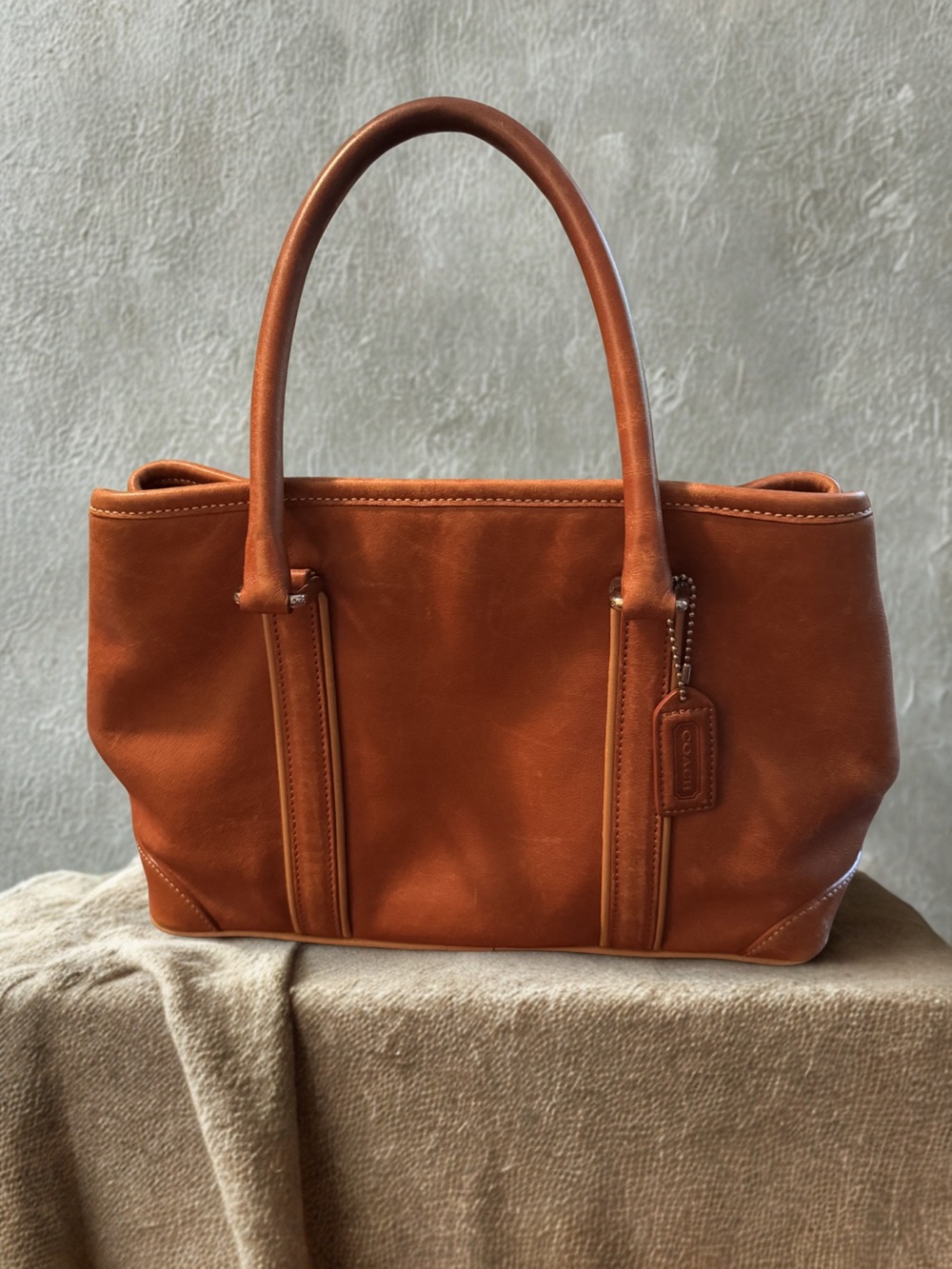 Vintage Y2K Coach Hamptons Saddle Tan Leather Satchel Bag 7586 - Excellent